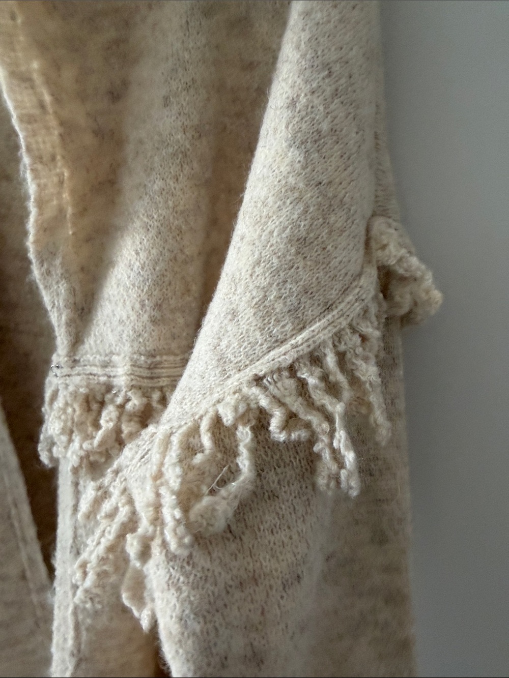 Wit & Wisdom Cream Hooded Fringe Poncho Sweater - Picture 5 of 11